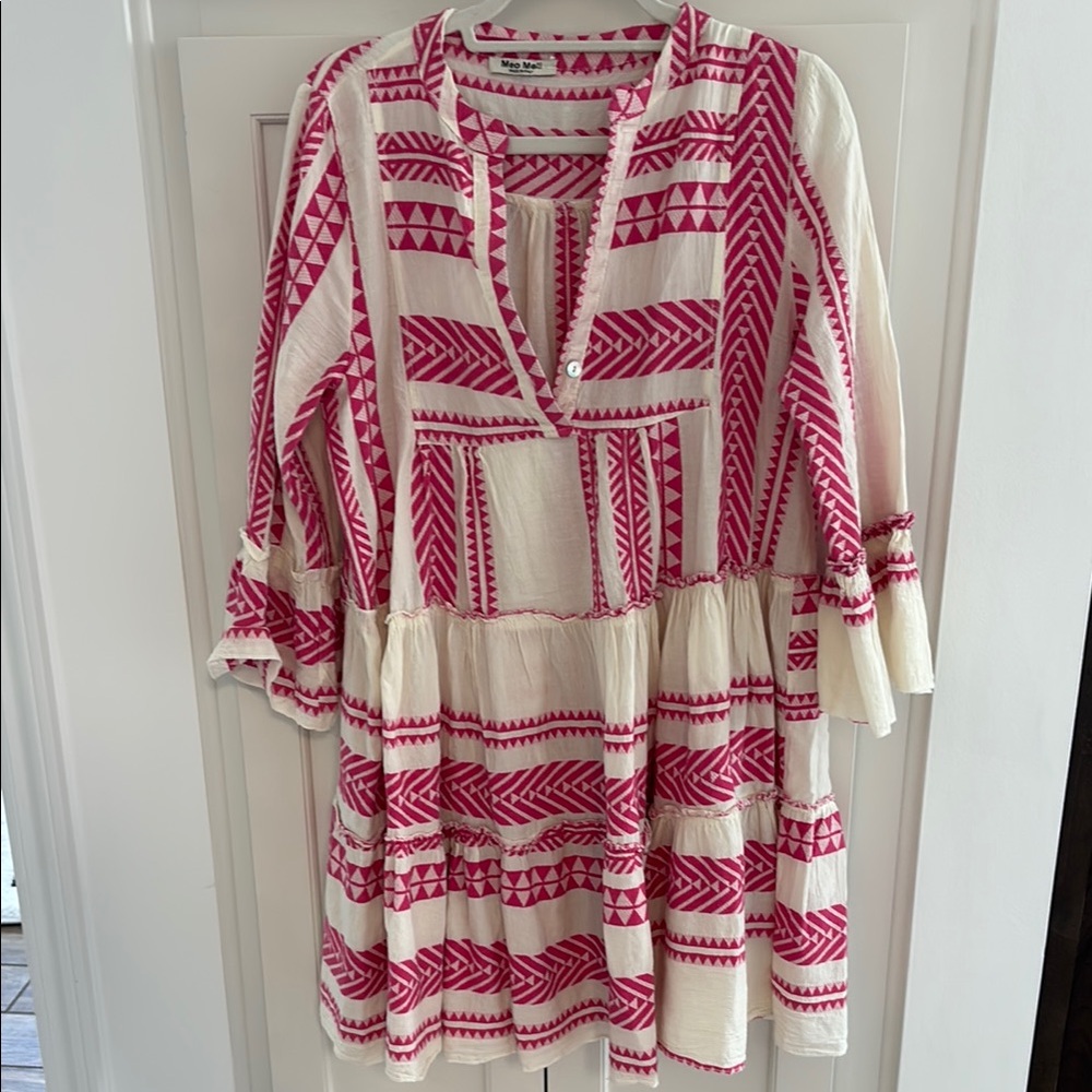 Meo Meli Pink and Cream Geometric Dress size OS